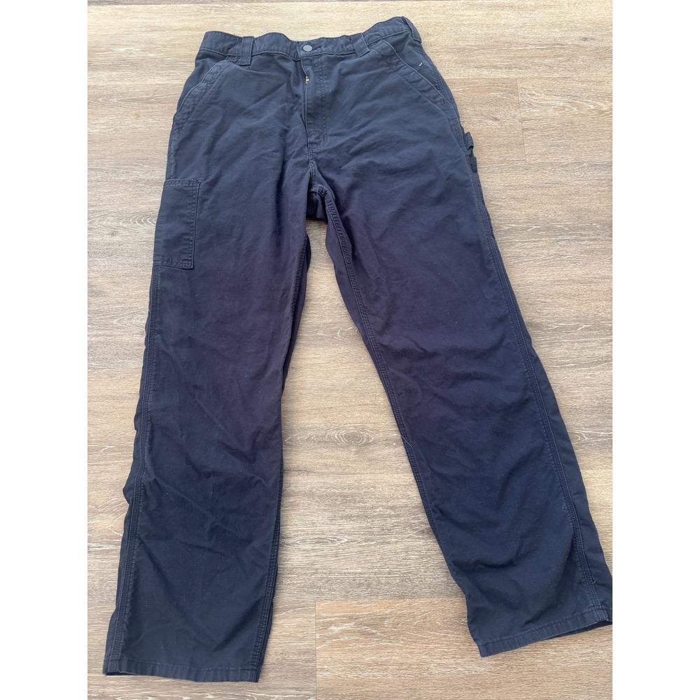 Carhartt B151-NVY Men Navy Blue Canvas Work Dungaree Pants 34x32